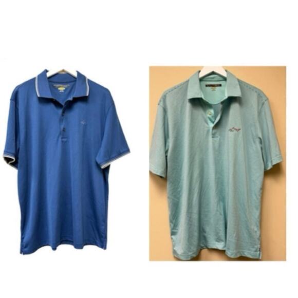 Greg Norman Men's Blue Short Sleeve Play Dry Polo Shirts Bundle of Two Size XL - Picture 1 of 16